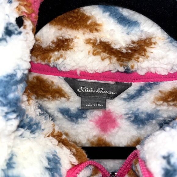 Eddie Bauer Fleece Quarter Zip Granola Camping Outdoor Geometric Women's L - Picture 3 of 6